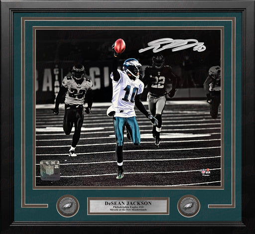 DeSean Jackson Miracle at the New Meadowlands Philadelphia Eagles Autographed 11" x 14" Framed Photo - for just $219.99! 