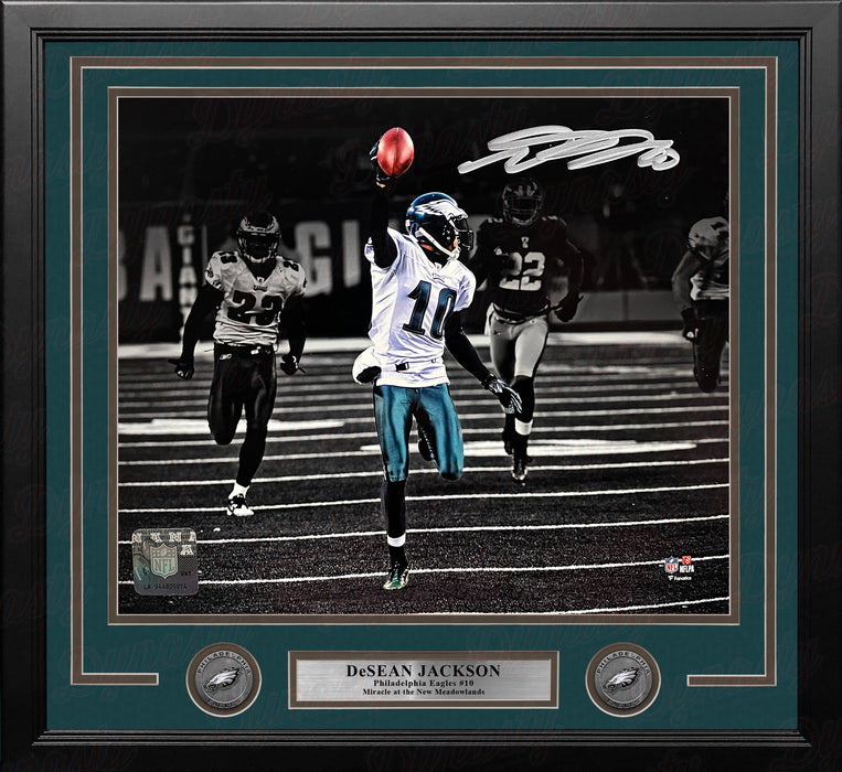 DeSean Jackson Miracle at the New Meadowlands Philadelphia Eagles Autographed 11" x 14" Framed Photo - for just $219.99! 