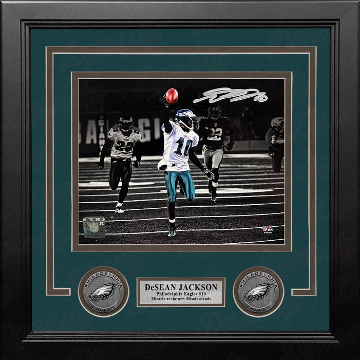 DeSean Jackson Miracle at the New Meadowlands Philadelphia Eagles Autographed 8" x 10" Framed Photo - for just $199.99! 