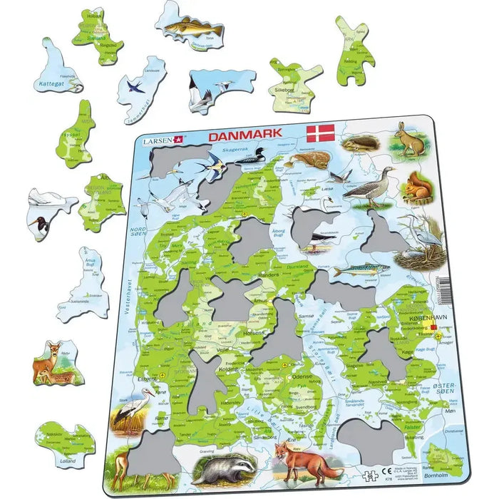 Denmark Map 66 Piece Tray Jigsaw Puzzle Larsen - for just $11.99! 