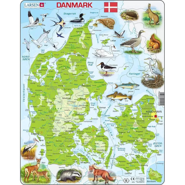 Denmark Map 66 Piece Tray Jigsaw Puzzle Larsen - for just $11.99! 