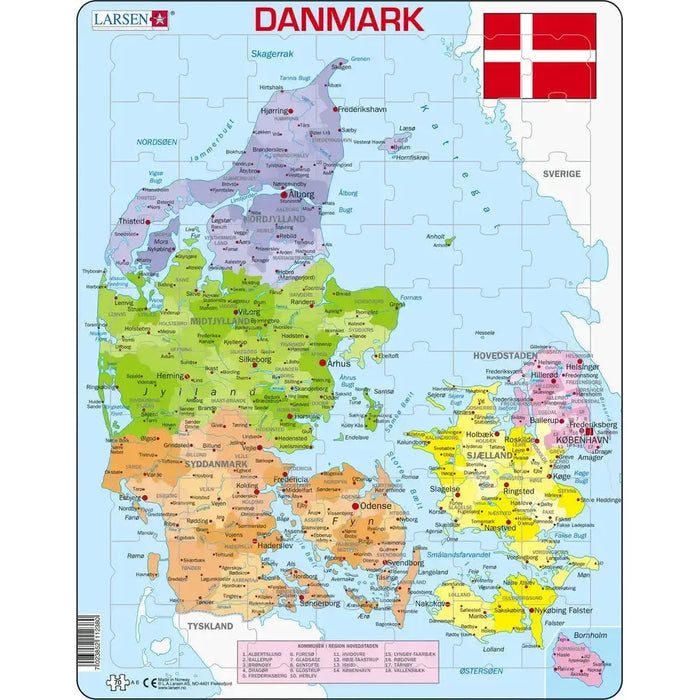 Denmark Map 70 Piece Tray Jigsaw Puzzle Larsen - for just $11.99! 