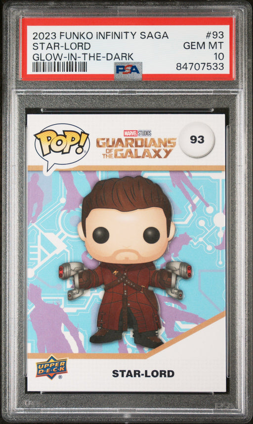 2023 UPPER DECK FUNKO POP MARVEL  STARLORD GLOWINTHEDARK #93  PSA 10 - for just $89! 