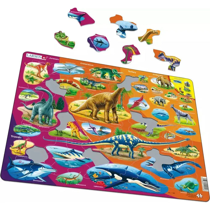 Dinosaurs Triassic Period to Today 85 Piece Tray Jigsaw Puzzle Larsen - for just $11.99! 