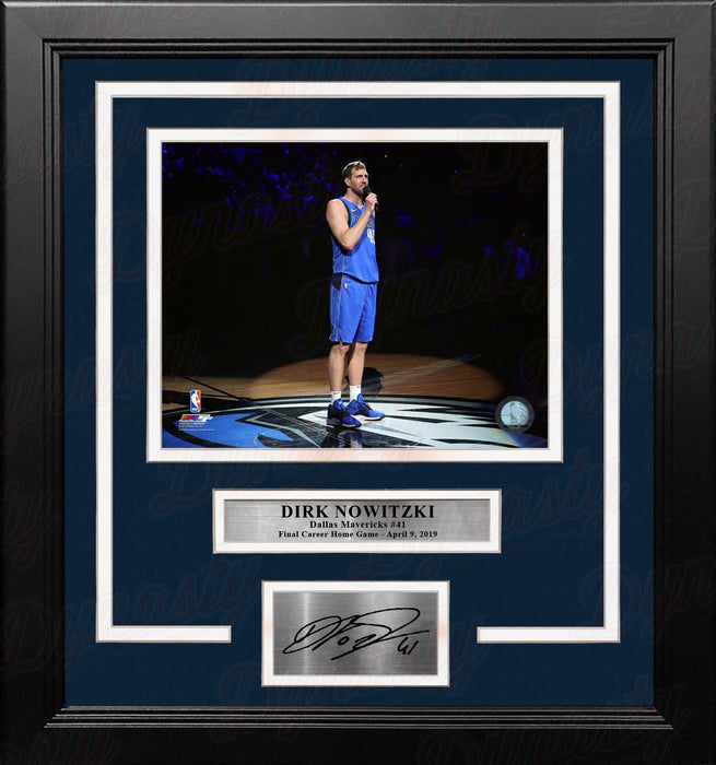 Dirk Nowitzki Dallas Mavericks Final Home Game 8x10 Framed Basketball Photo with Engraved Autograph - for just $79.99! 