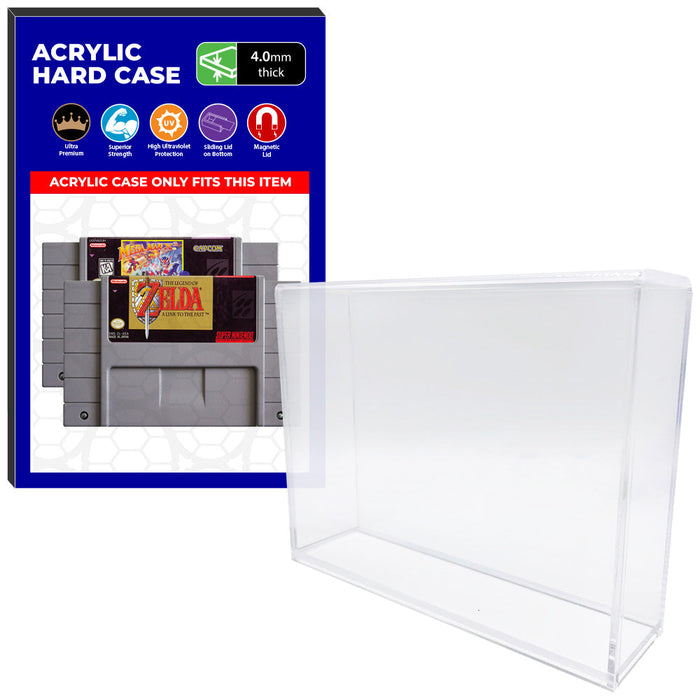 Acrylic Case for SNES Super Nintendo Standard Video Game Cartridges, 4mm thick, UV Resistant & Magnetic Slide Bottom - Just $19.99! Shop now at Retro Gaming of Denver