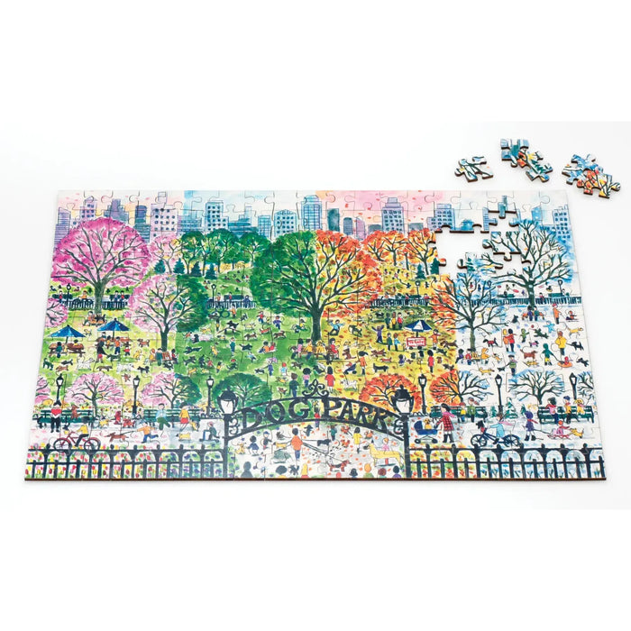 Dog Park in Four Seasons 250 Piece Wood Jigsaw Puzzle Galison - for just $29.99! 