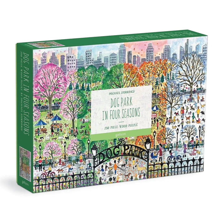 Dog Park in Four Seasons 250 Piece Wood Jigsaw Puzzle Galison - for just $29.99! 