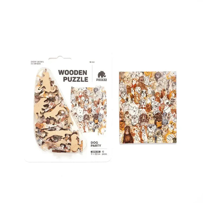Dog Party 40 Piece Mini Wooden Jigsaw Puzzle Geek Toys - for just $14.99! 