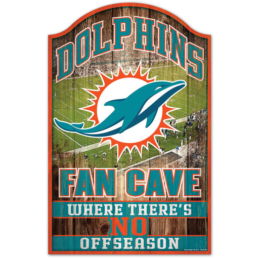 Miami Dolphins Fan Cave 11" x 17" Wood Sign - for just $29.99! 