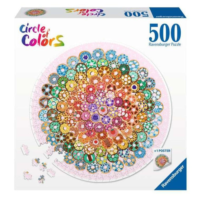 Donuts "Circle of Colors" 500 Piece Round Jigsaw Puzzle Ravensburger - for just $19.99! 