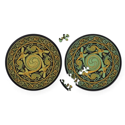 Double Dragon 88 Wood Piece Double-Sided Round Jigsaw Puzzle Curiosi - for just $29.99! 