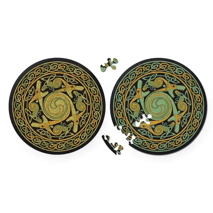 Double Dragon 88 Wood Piece Double-Sided Round Jigsaw Puzzle Curiosi - for just $29.99! 