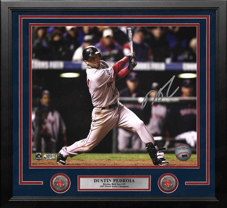 Dustin Pedroia 2007 World Series Action Boston Red Sox Autographed 16" x 20" Framed Baseball Photo - for just $299.99! 