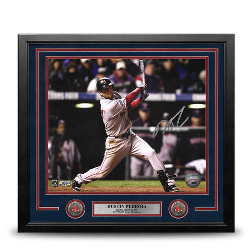 Dustin Pedroia 2007 World Series Action Boston Red Sox Autographed 16" x 20" Framed Baseball Photo - for just $299.99! 
