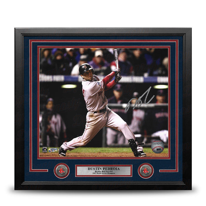 Dustin Pedroia 2007 World Series Action Boston Red Sox Autographed 11" x 14" Framed Baseball Photo - for just $279.99! 