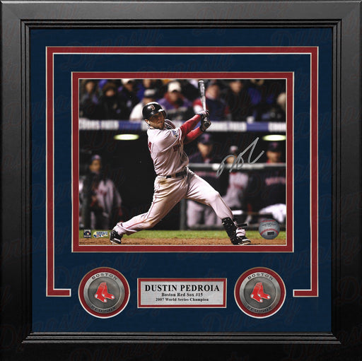 Dustin Pedroia 2007 World Series Action Boston Red Sox Autographed 8" x 10" Framed Baseball Photo - for just $249.99! 