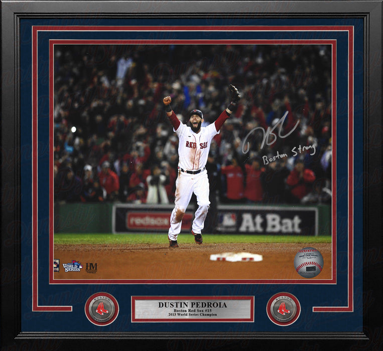 Dustin Pedroia 2013 World Series Boston Red Sox Autographed 16x20 Framed Photo - Boston Strong - for just $399.99! 