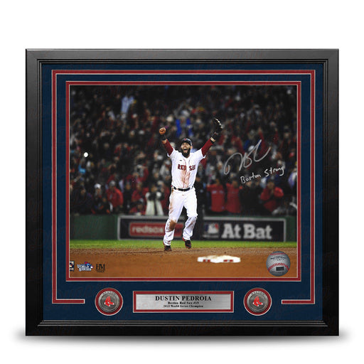 Dustin Pedroia 2013 World Series Boston Red Sox Autographed 16x20 Framed Photo - Boston Strong - for just $399.99! 