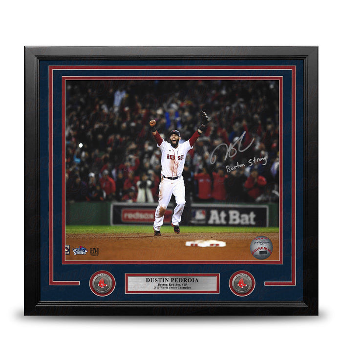 Dustin Pedroia 2013 World Series Boston Red Sox Autographed 16x20 Framed Photo - Boston Strong - for just $399.99! 