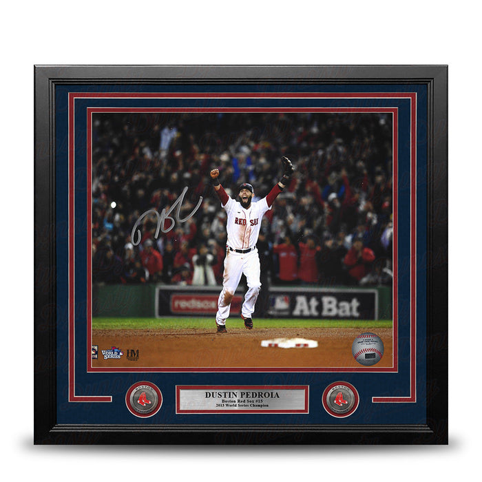 Dustin Pedroia 2013 World Series Celebration Boston Red Sox Autographed 11x14 Framed Baseball Photo - for just $279.99! 