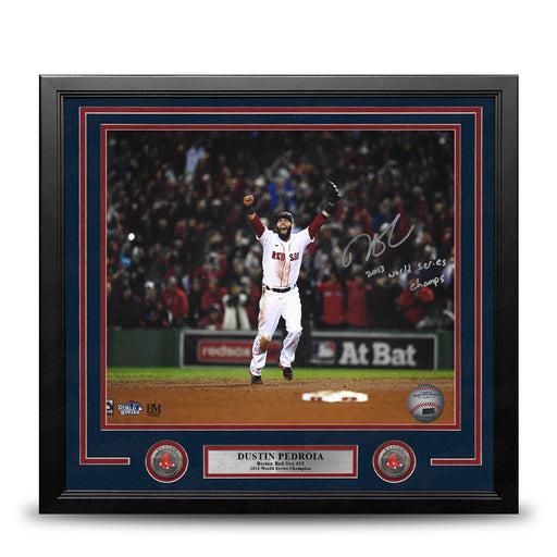Dustin Pedroia 2013 World Series Boston Red Sox Autographed 16x20 Framed Photo - World Series Champs - for just $399.99! 