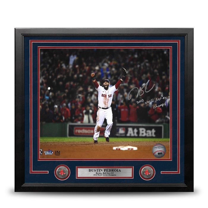 Dustin Pedroia 2013 World Series Boston Red Sox Autographed 16x20 Framed Photo - World Series Champs - for just $399.99! 