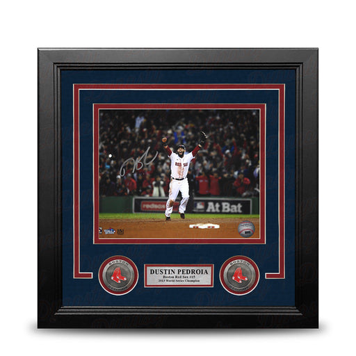 Dustin Pedroia 2013 World Series Celebration Boston Red Sox Autographed 8x10 Framed Baseball Photo - for just $249.99! 