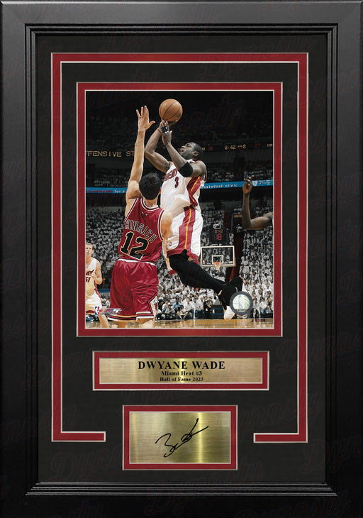Dwyane Wade in Action Miami Heat 8" x 10" Framed Basketball Photo with Engraved Autograph - for just $79.99! 