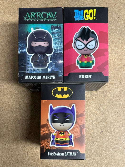 Funko Dorbz DC Arrow Malcolm Merlyn, Robin & Zur-En-arrh Batman Exclusive Lot Of 3 - for just $15! 