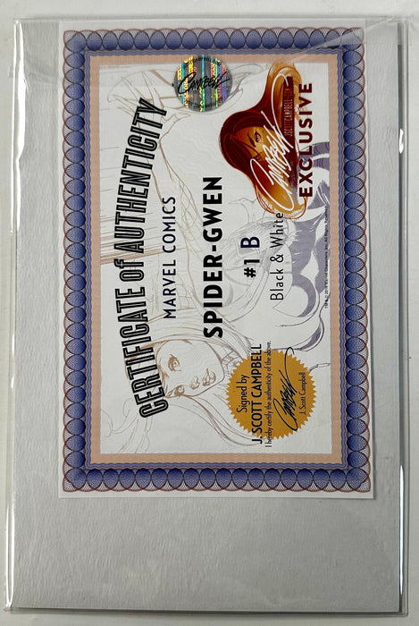 Spider-Gwen #1 B Marvel 2015 Signed J Scott Campbell Sketch B&W Exclusive Variant - for just $90! 