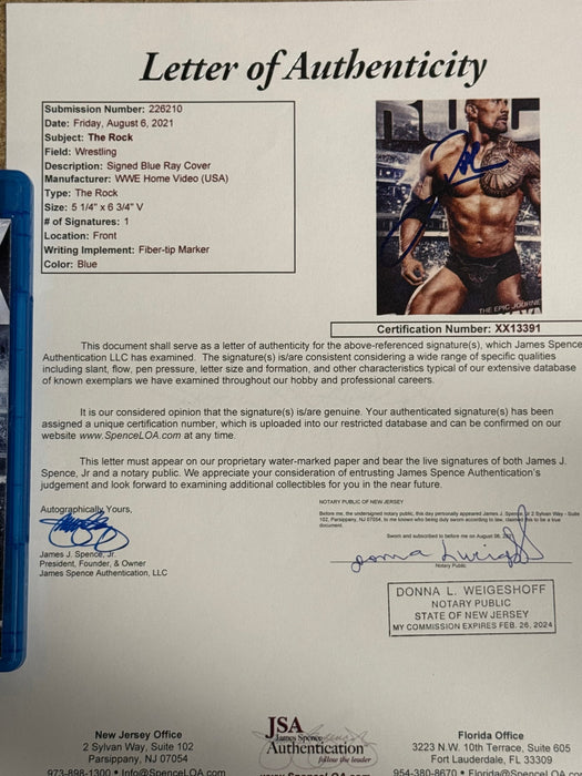 WWE Dwayne “The Rock” Johnson Autographed Signed Epic Journey Blu-Ray With JSA LOA - for just $850! 