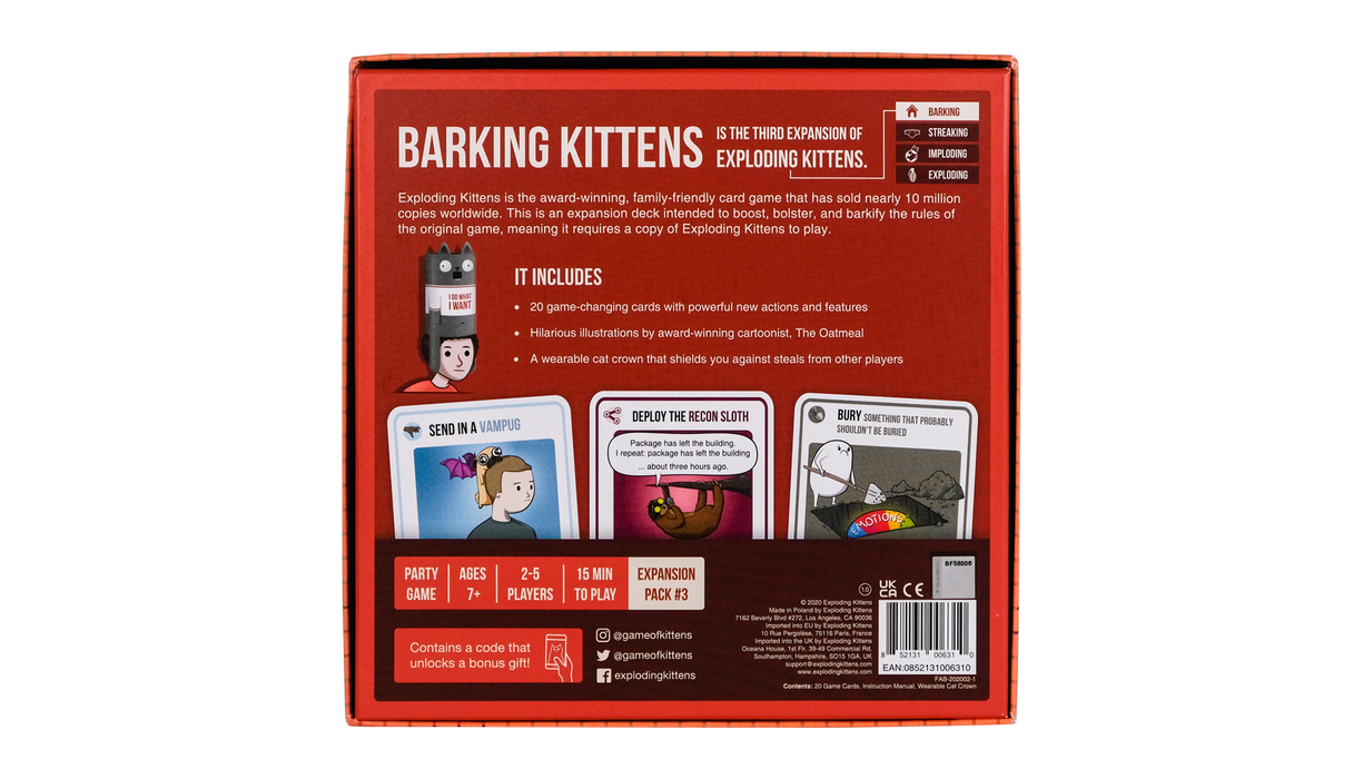 Exploding Kittens: Barking Kittens Expansion - for just $14.99! 