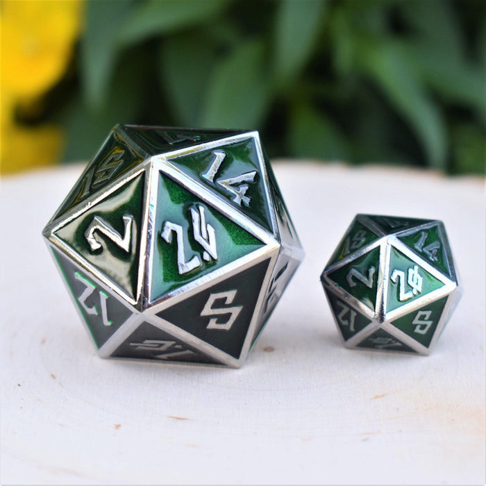 Emerald & Silver Metal 35mm D20 - Just $24.99! Shop now at Retro Gaming of Denver