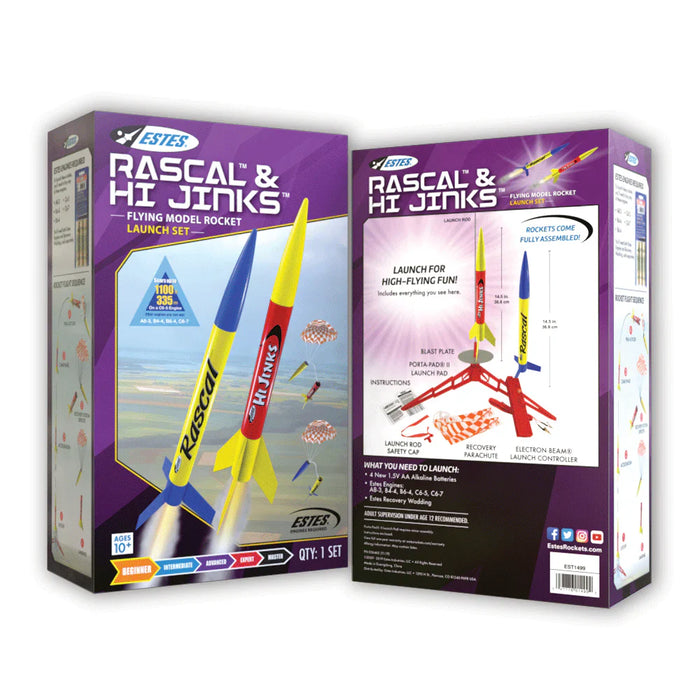Rascal™ & HiJinks™ Launch Set - Rocket-Building Kit, Beginner Flying-Rocket-Model Kit for Ages 10+ - for just $44.99! 