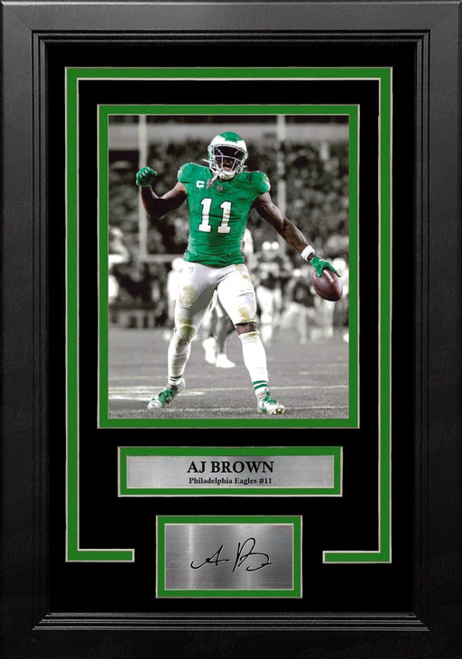 AJ Brown Kelly Green Philadelphia Eagles 8" x 10" Framed Spotlight Photo with Engraved Autograph - for just $39! 