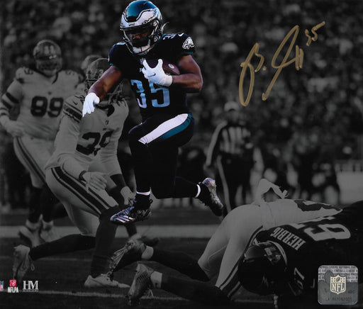 Boston Scott in Action Philadelphia Eagles Autographed 16" x 20" Blackout Football Photo - for just $49.99! 