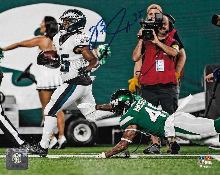 Boston Scott v. NY Jets Philadelphia Eagles Autographed 11" x 14" Football Photo - for just $19! 