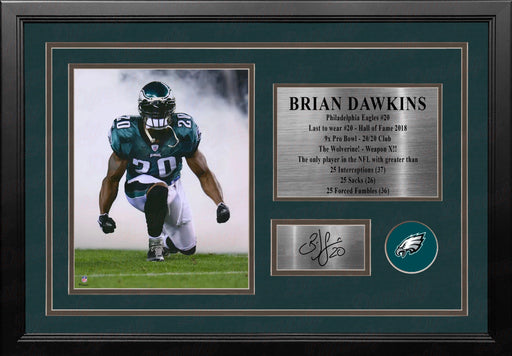 Brian Dawkins Philadelphia Eagles 8x10 Framed Football Photo with Engraved Autograph & Career Stats - for just $99.99! 