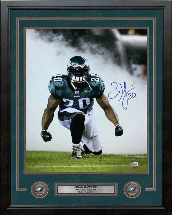 Brian Dawkins Kneeling in the Smoke Philadelphia Eagles Autographed 16" x 20" Framed Football Photo - for just $299.99! 