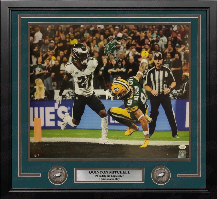 Quinyon Mitchell in Action Philadelphia Eagles Autographed 16" x 20" Framed Photo - Quintonamo Bay - for just $199.99! 