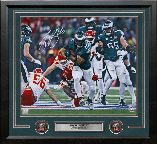 Saquon Barkley Super Bowl LIX Action Philadelphia Eagles Autographed 16" x 20" Framed Football Photo - for just $529.99! 