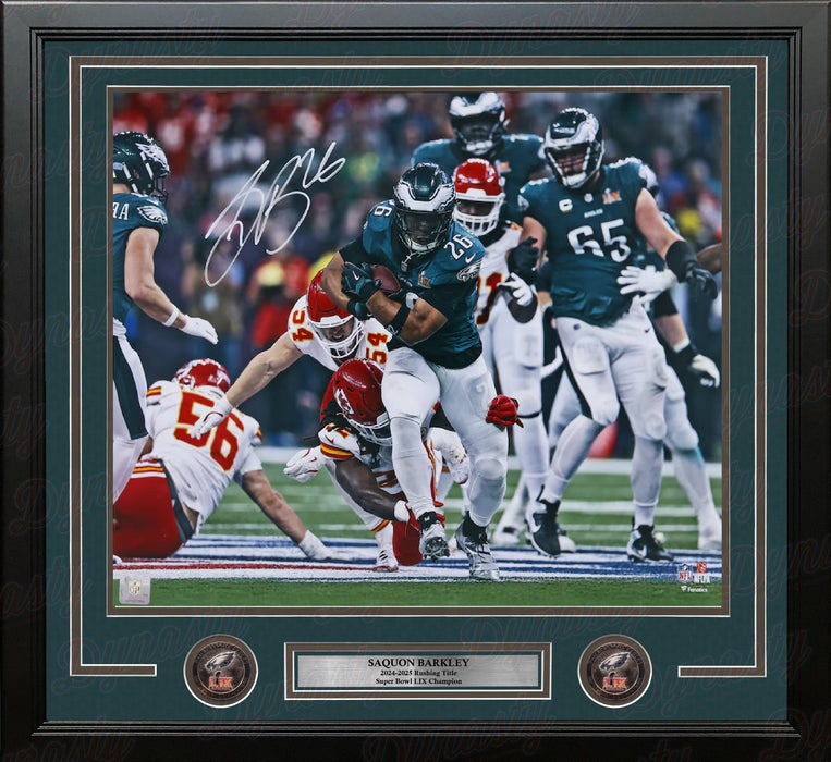 Saquon Barkley Super Bowl LIX Action Philadelphia Eagles Autographed 16" x 20" Framed Football Photo - for just $529.99! 