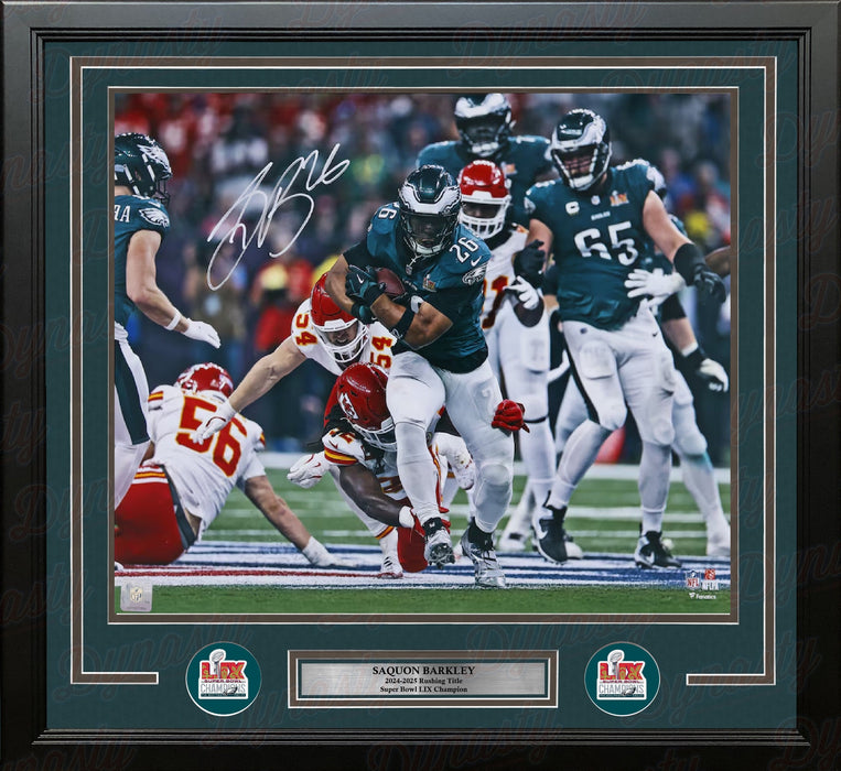 Saquon Barkley Super Bowl LIX Action Philadelphia Eagles Autographed 11" x 14" Framed Football Photo - for just $499.99! 