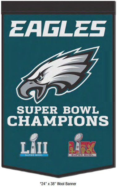 Philadelphia Eagles Super Bowl LIX Champions 24" x 38" Wool Banner - for just $99.99! 