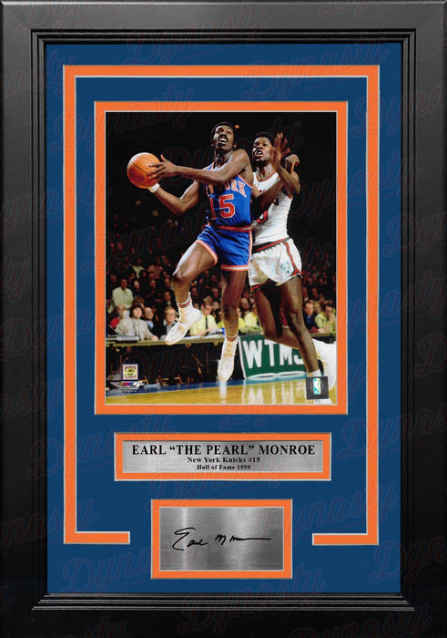 Earl Monroe in Action New York Knicks 8" x 10" Framed Basketball Photo with Engraved Autograph - for just $79.99! 