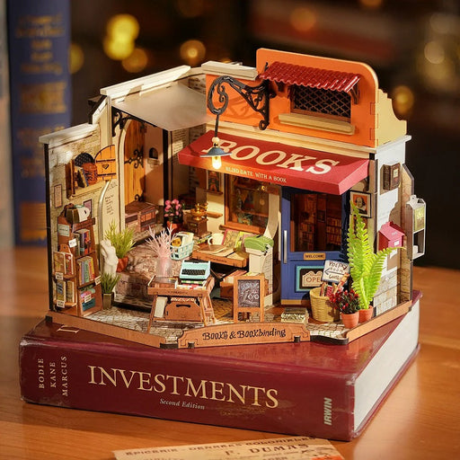Rolife - Corner Bookstore, DIY Miniature House Kit - for just $43.99! 