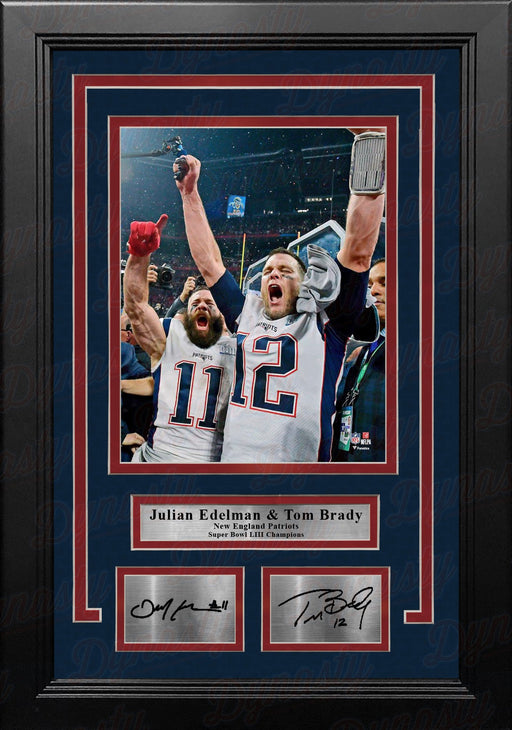 Julian Edelman & Tom Brady Super Bowl LIII Patriots 8x10 Framed Photo with Engraved Autographs - for just $79.99! 