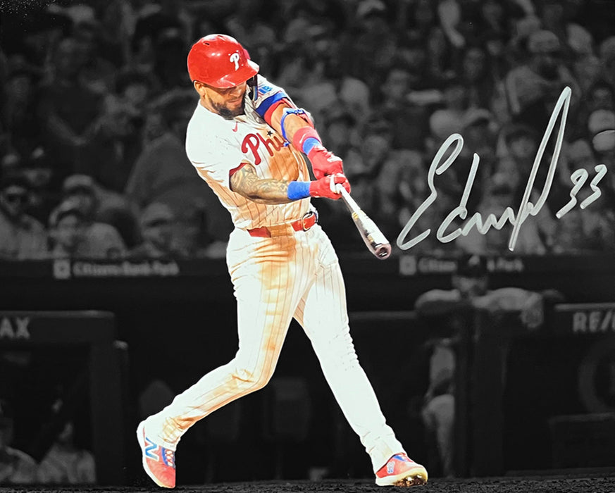 Edmundo Sosa Swing Autographed Philadelphia Phillies 11" x 14" Blackout Baseball Photo - for just $49.99! 