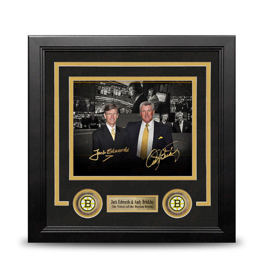 Jack Edwards & Andy Brickley Boston Bruins Autographed 8" x 10" Framed Collage Hockey Photo - for just $59.99! 